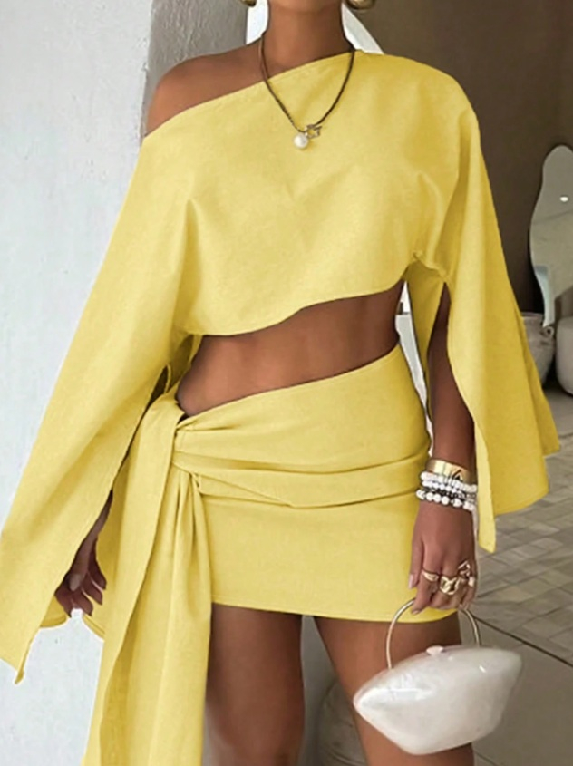 Žlultý sukňový komplet