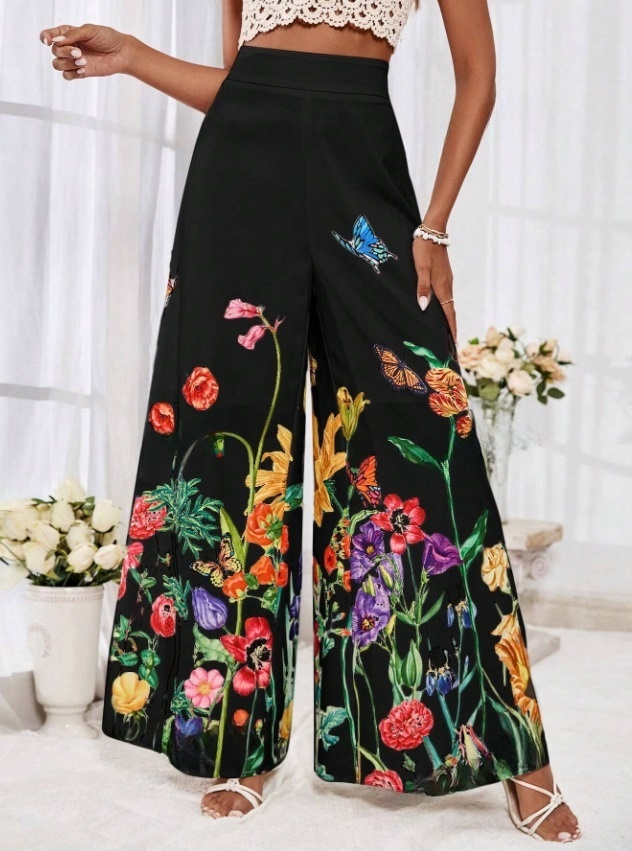 Široké kalhoty FLOWER