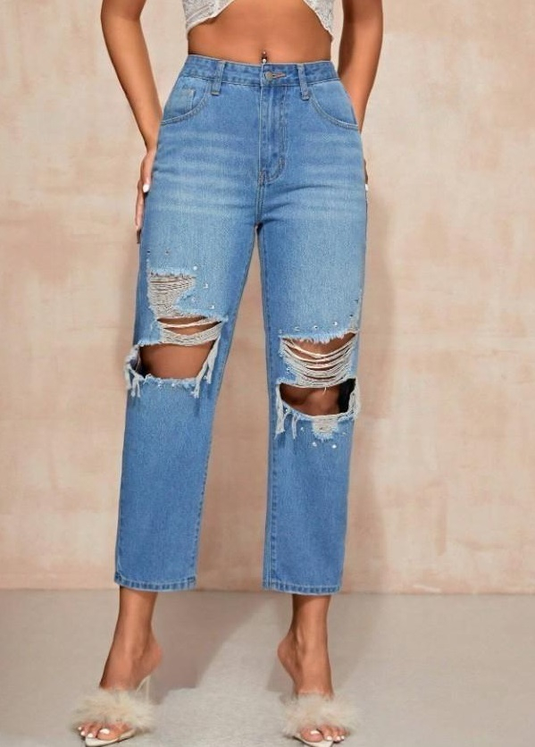 Modré potrhané džíny