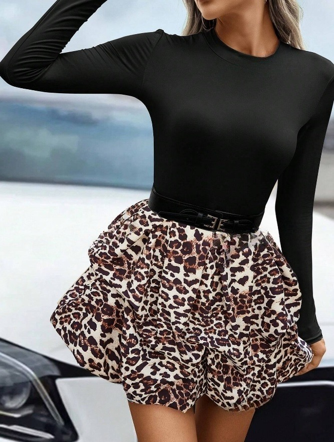 Leopardí  šaty PUFFY