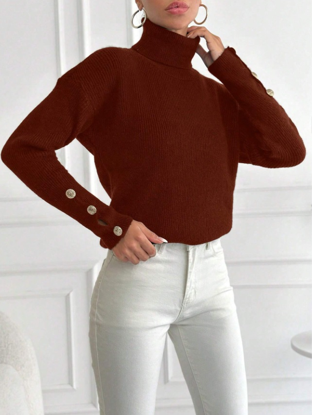 Hnědý pletený rolák