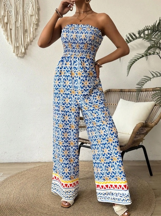 Modrý vzorovaný overal