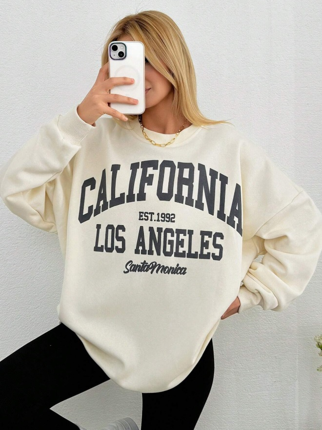 Bílá oversize mikina LA