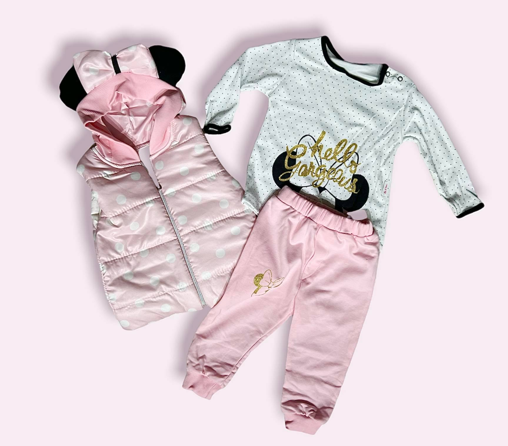 Růžová třídílná souprava Minnie