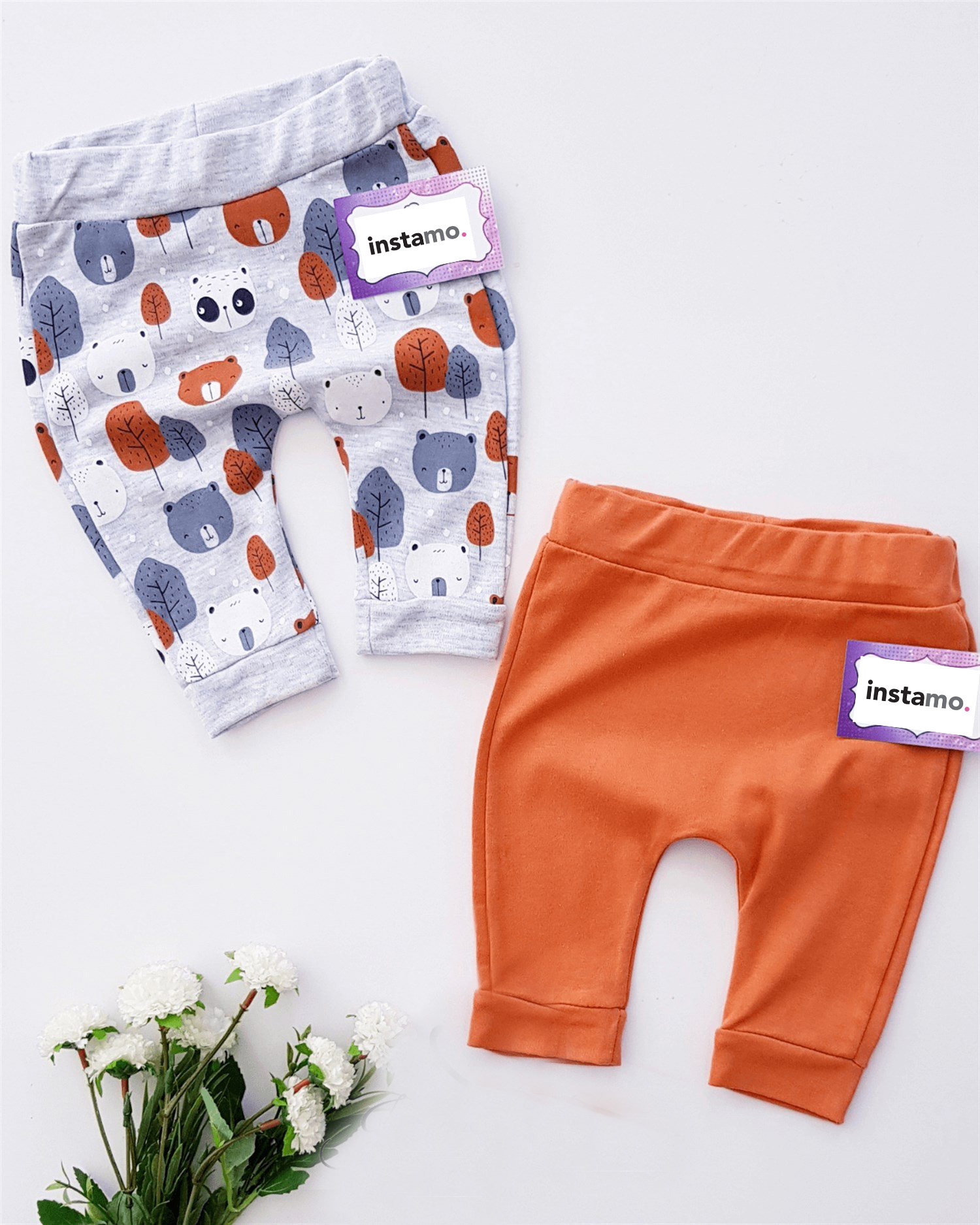 Hnědé a šedé bavlněné tepláčky