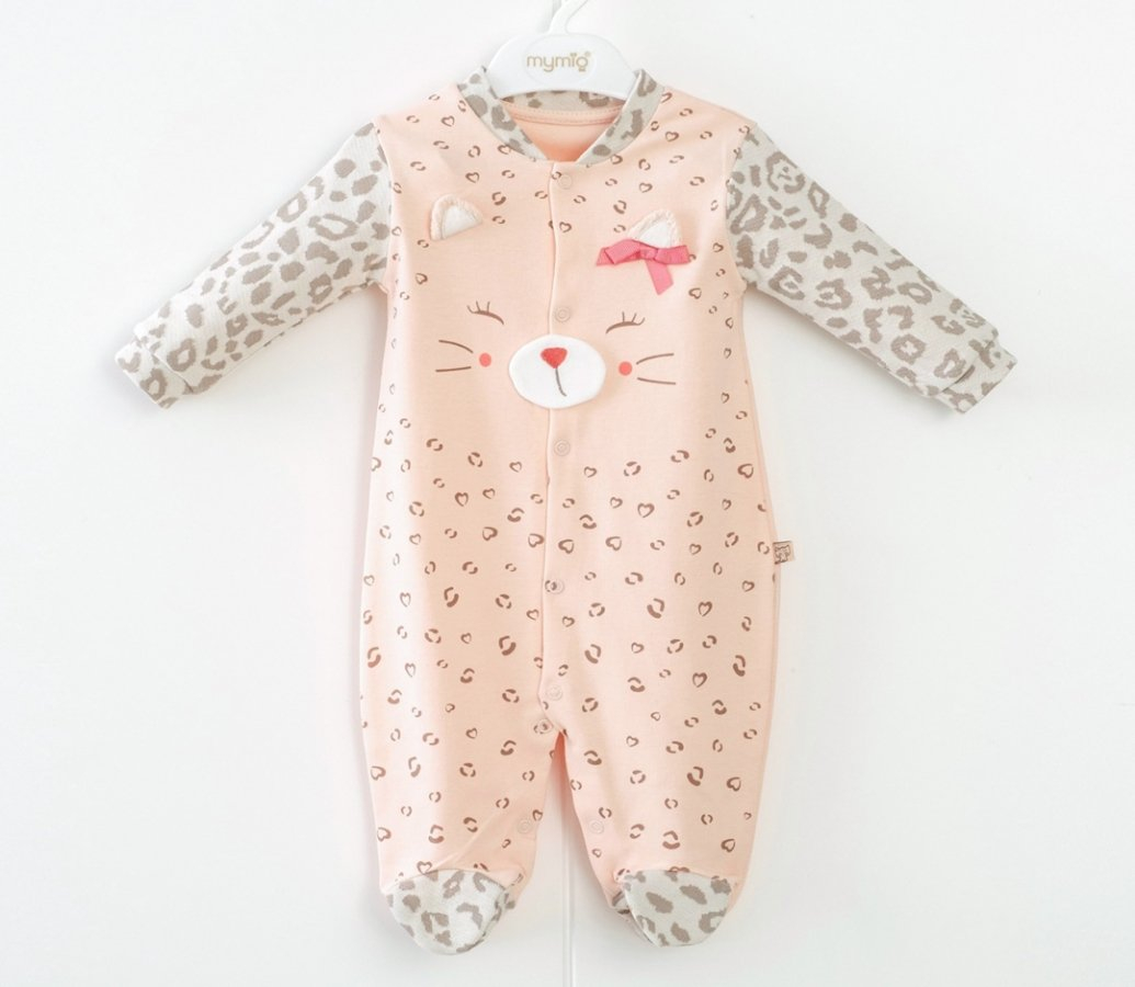 Dětský lososový overal s kočkou