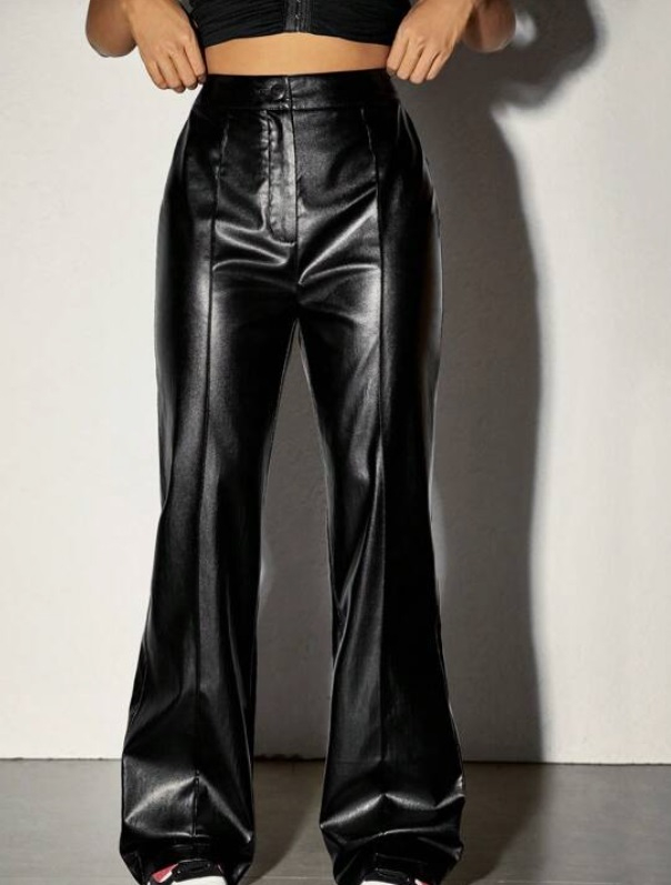 Černé koženkové kalhoty