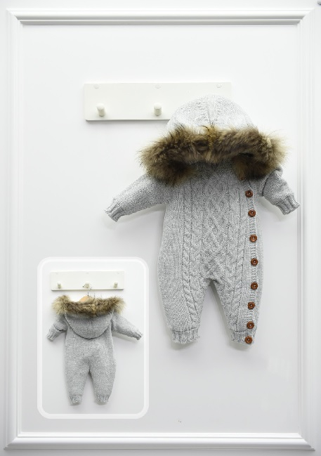 Dětský  šedý overal s kapucí