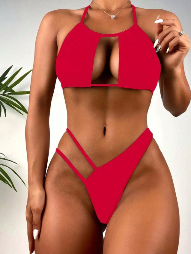 Červené dvoudílné plavky