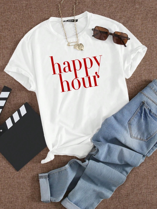 Bílé tričko HAPPY HOUR (obrázek 4)
