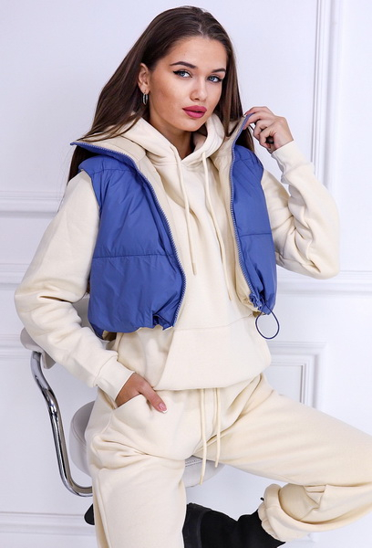 Modro béžová oboustranná vesta