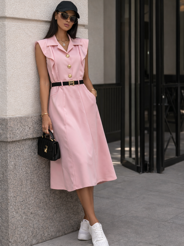 Růžové košilové midi šaty