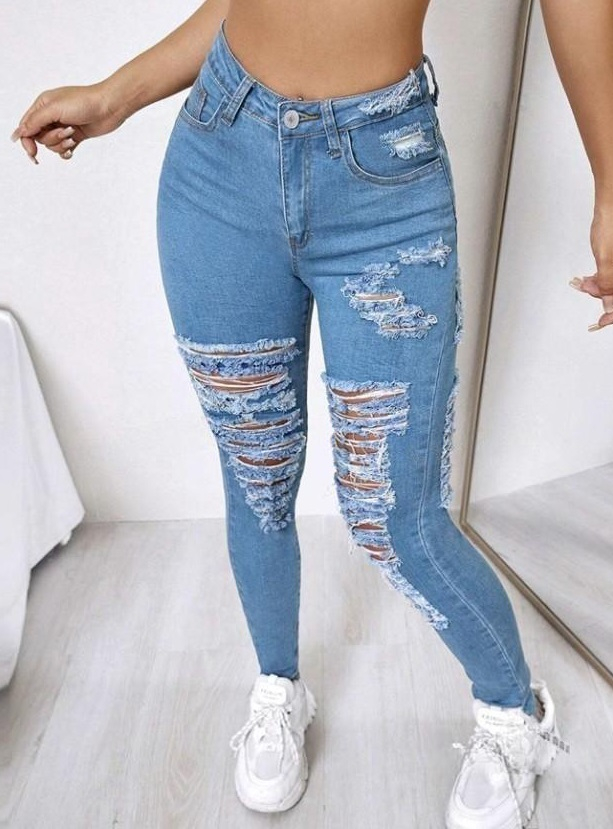 Modré potrhané džíny