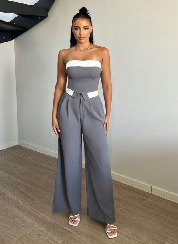 Šedé široké kalhoty