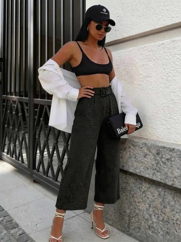 Černé mušelínové kalhoty