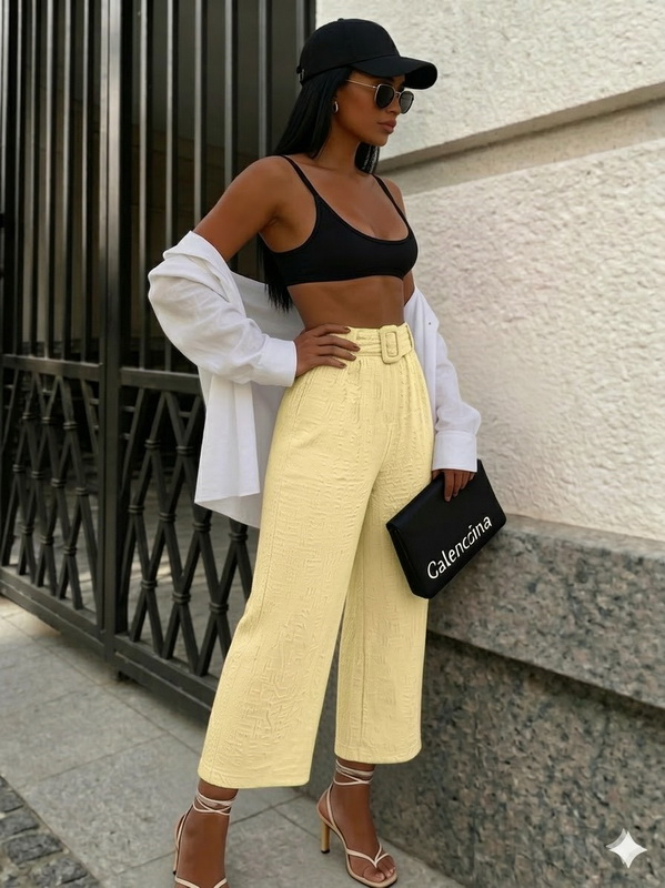 Žluté mušelínové kalhity