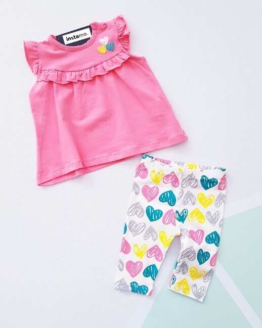 Růžová srdíčková letní souprava