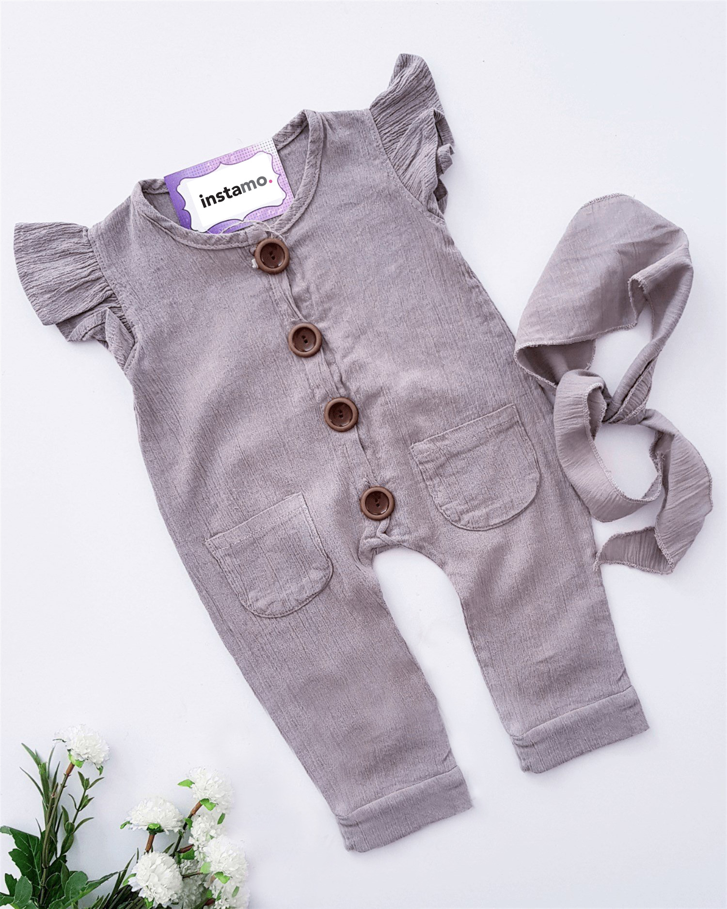 Tmavě béžový overal s čelenkou