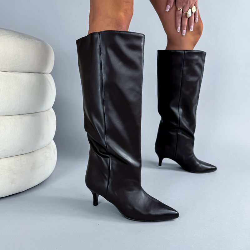 Čokoládovo-černé vysoké kozačky