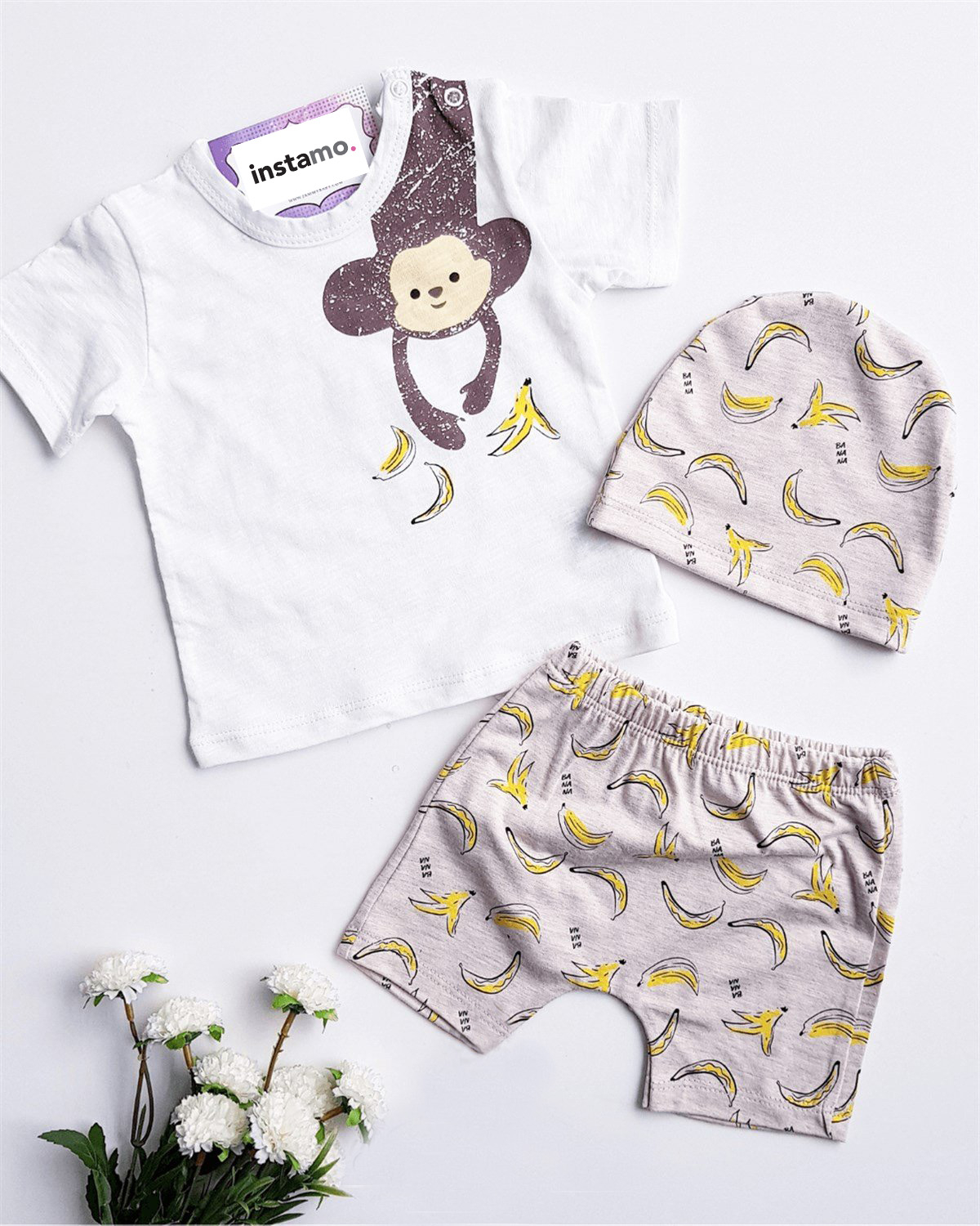 Bílá trojdílná bavlněná souprava