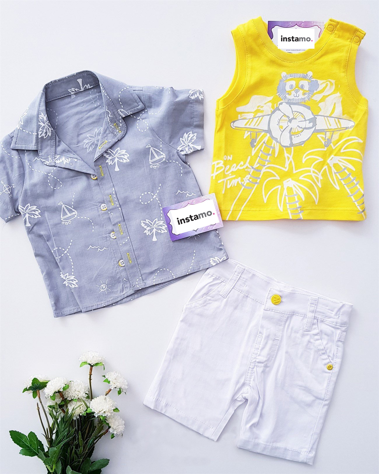 Šedá trojdílná bavlněná souprava