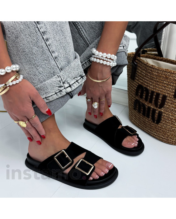 Černé semišové pantofle-326781-20