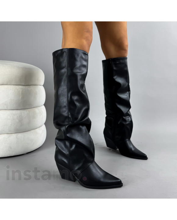 Černé vysoké kozačky-323010-20