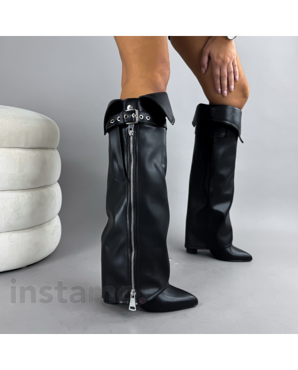 Černé vysoké kozačky-323003-20