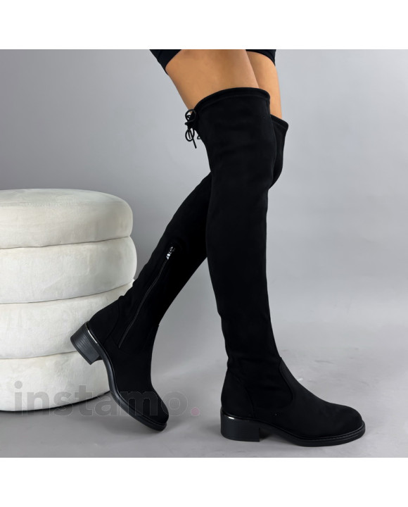 Černé vysoké semišové kozačky-322996-20