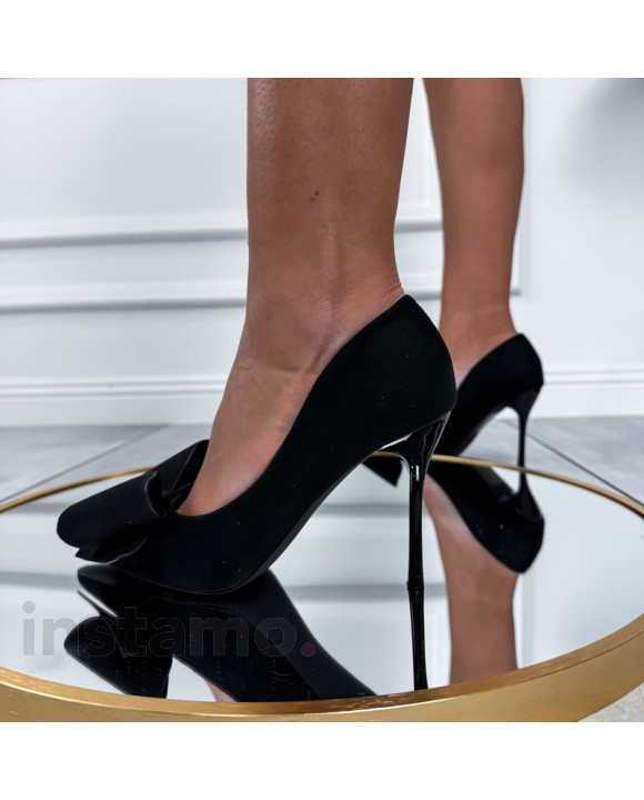 Černé semišové lodičky s mašlí-322954-20