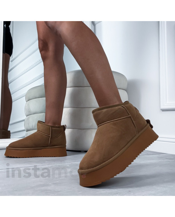 Světle hnědé kožené sněhule-322905-20