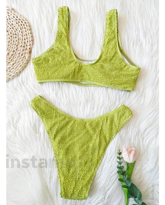 Olivovo zelené dvoudílné plavky-320928-20