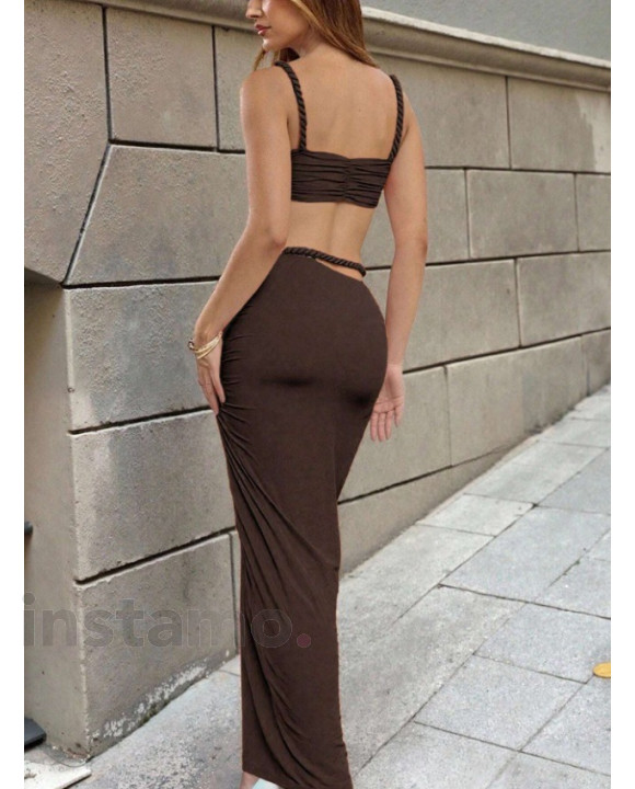 Hnědý sukňový komplet-321034-20