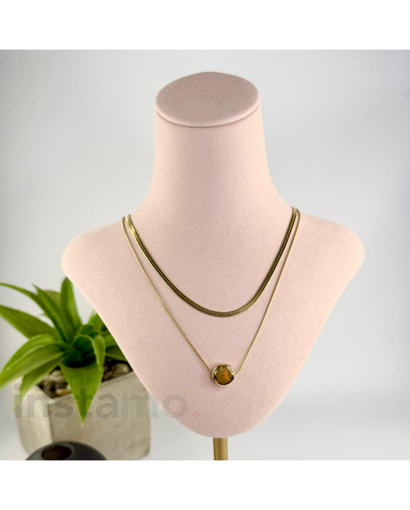 Ocelový náhrdelník dvojitý s přívěskem-321796-20