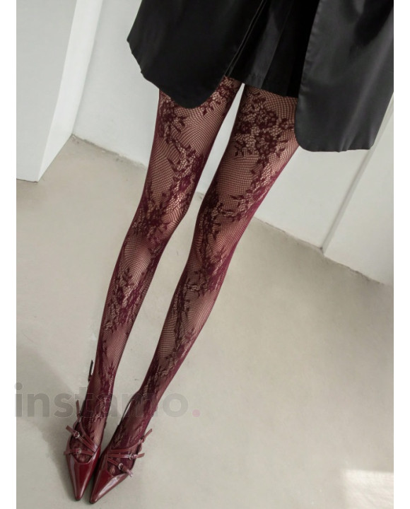 Vínové vzorované punčochy-323367-20