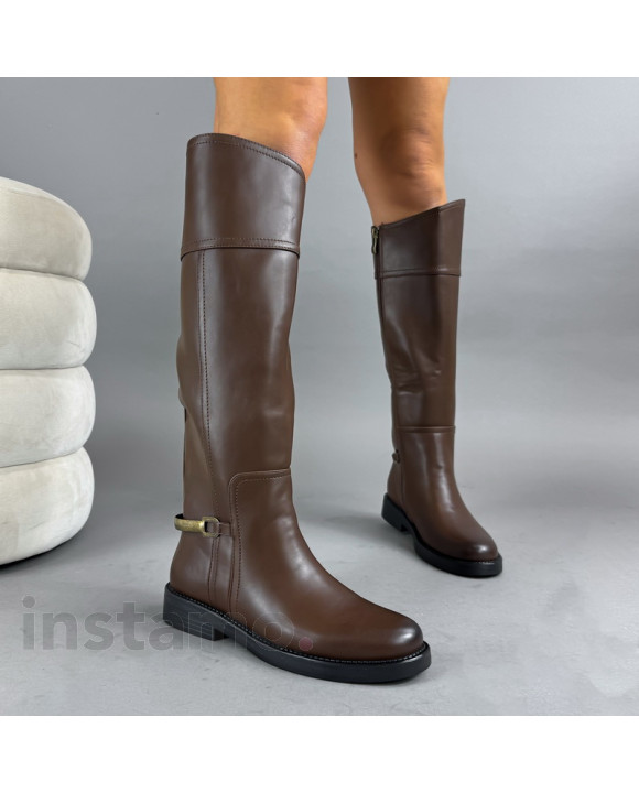 Hnědé vysoké kozačky-323454-20