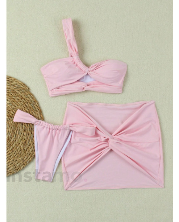Růžový trojdílný plavkový komplet-325409-20