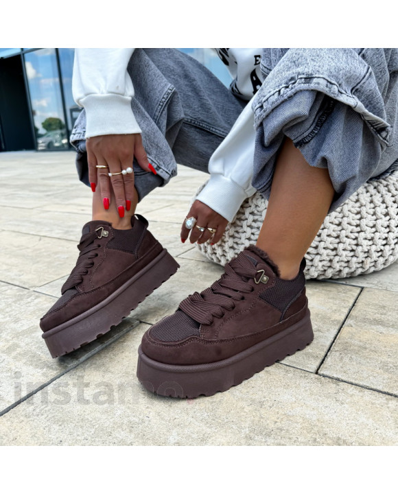 Tmavě hnědé zateplené tenisky-321481-20