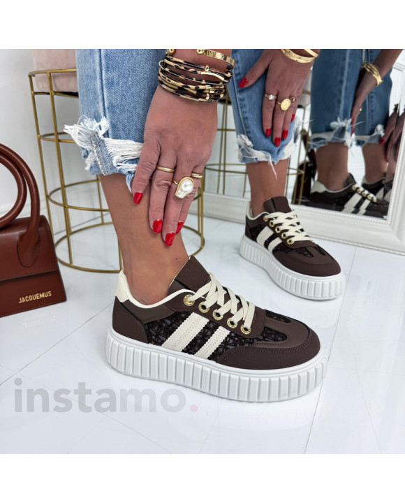 Hnědé krajkované tenisky-326303-20