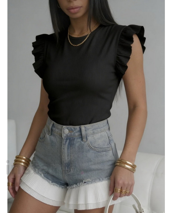 Černé tričko s volánem-326322-20