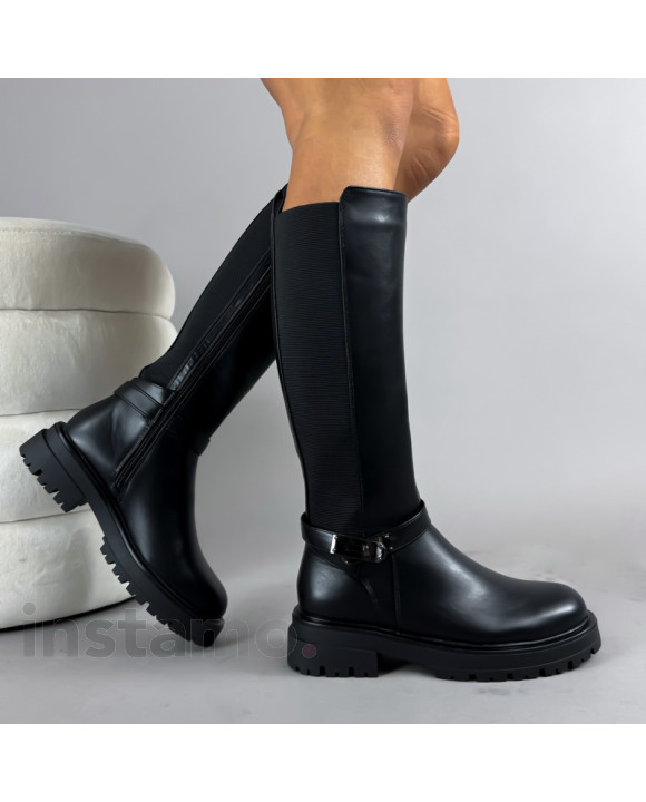 Černé vysoké kozačky-323218-20