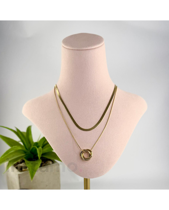 Ocelový náhrdelník dvojitý s přívěskem-321799-20