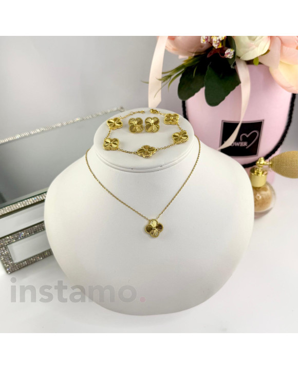 Růžová dámská ocelová souprava pozlacená-322272-20