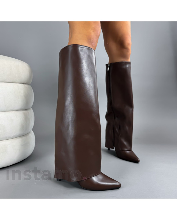 Hnědé vysoké kozačky-323233-20