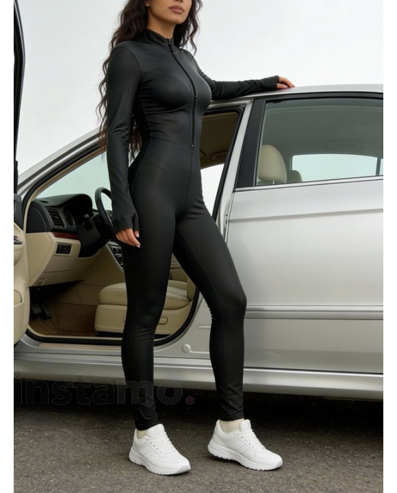 Černý koženkový overal-325054-20