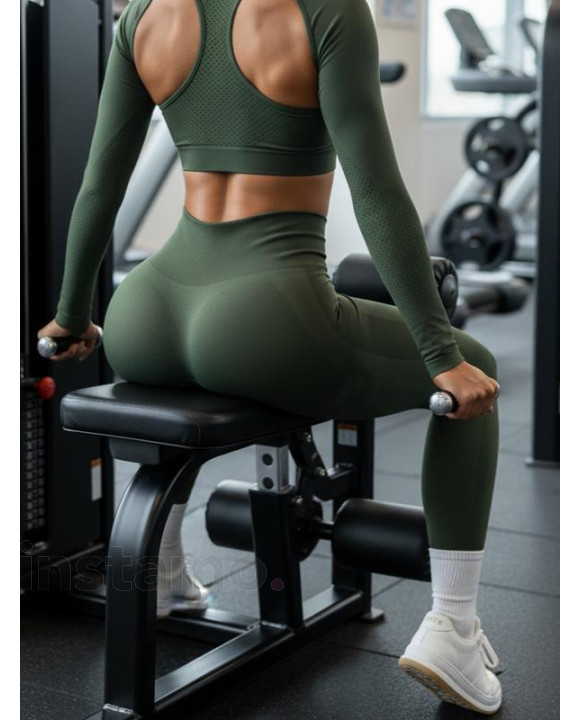 Tmavě zelené push-up legíny-324974-20