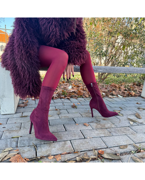 Vínové semišové kotníhové boty-323433-20