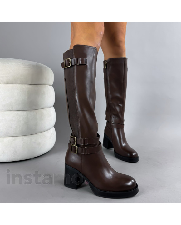 Hnědé vysoké kozačky-322824-20