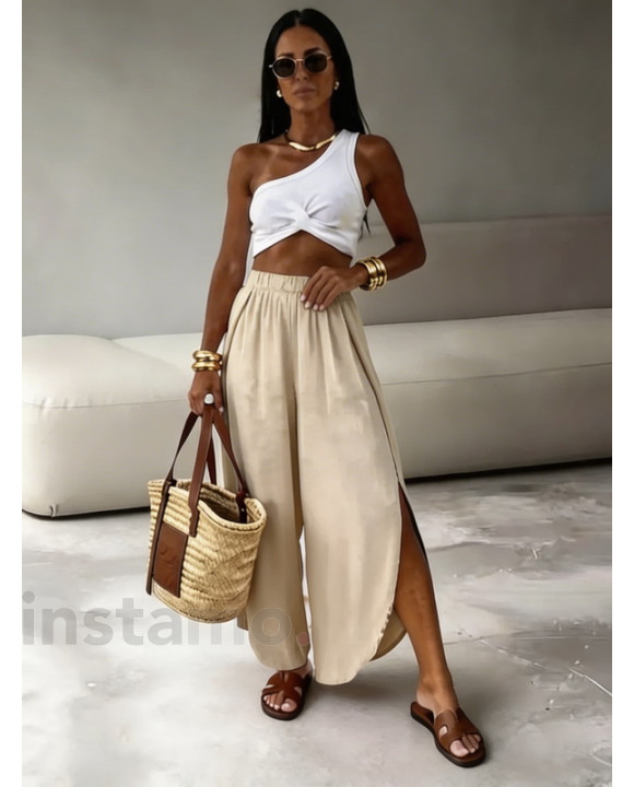 Béžové saténové kalhoty-326659-20