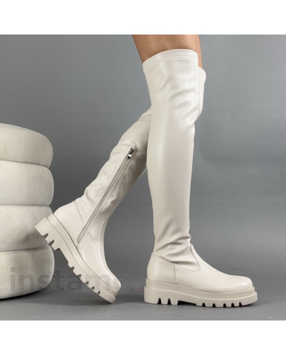 Béžové vysoké kozačky-323291-20